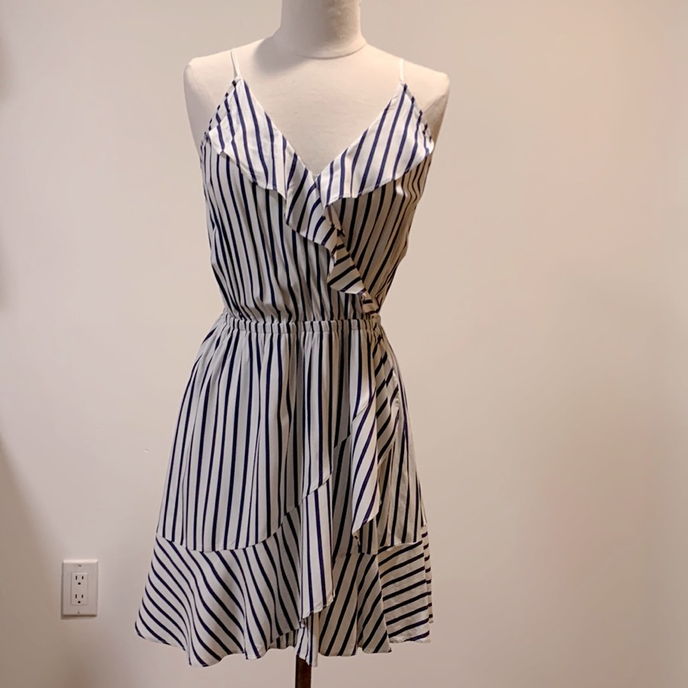 Express dress white & navy blue stripes size small